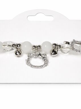 Silver Crystal Hello kitty Cat Charm Bracelet - Women Jewelry